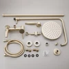 KEMAIDI Brushed Gold Shower Faucet In Wall 8" Stainless Steel Rainfall Bath Shower Set Swivel Bath Spout Bathroom Shower Column 6