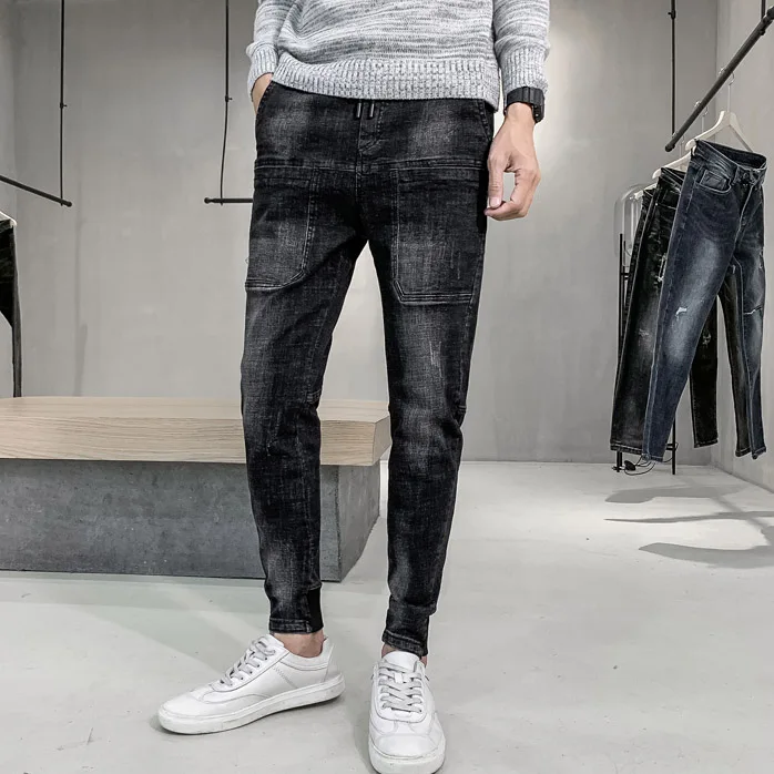 

28-36 Men Jeans Streetwear Casual Denim Pants Men Hip Hop All Match Comfortable Simple Jeans Trousers Men Clothes Black