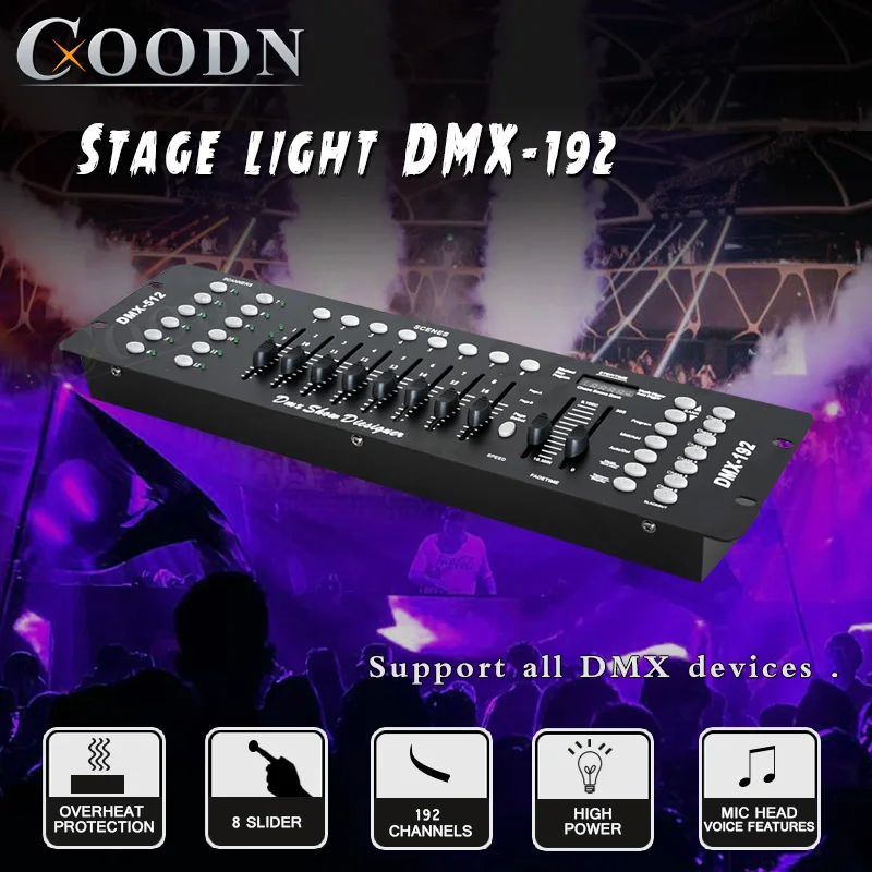 

DMX Console Stage lighting Controller 192 channels DMX stage Moving head or led par and fog controller for dj equipment