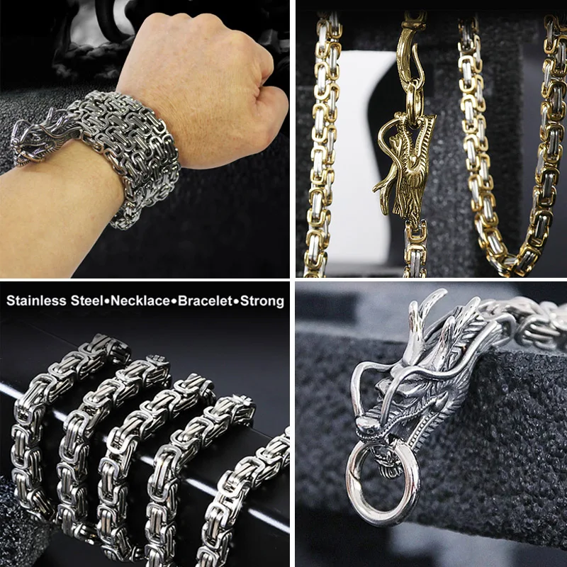 Квадратный велосипедный Дракон золотой панк браслет для мужчин толстый браслет из нержавеющей стали стильные персонализированные украшения подарок уличная культура