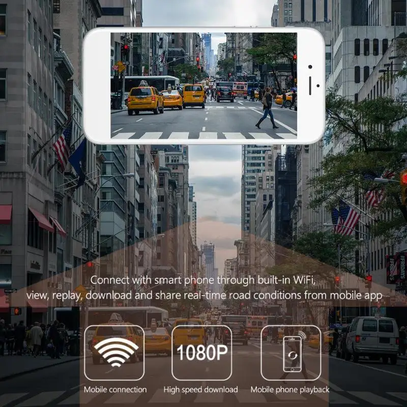 1080P WiFi Автомобильный видеорегистратор Камера для вождения видео рекордер Автомобильный USB видеорегистратор Поддержка TF карта g-сенсор Обнаружение движения