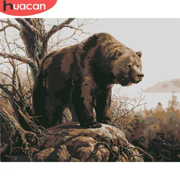 

HUACAN DIY Pictures By Number Bear Kits Home Decor Animal Painting By Numbers Drawing On Canvas HandPainted Art Gift