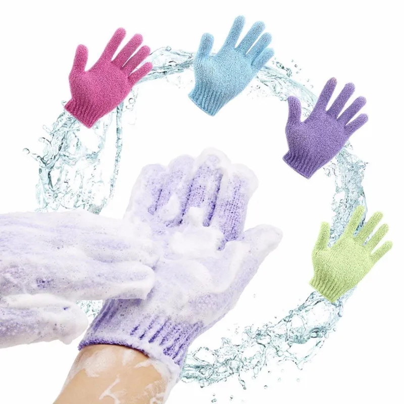 

2Pcs Bath Five-finger Gloves Exfoliating Massage Body Nylon A Variety of Colors Can Be Selected Scrub Gloves Body Wash Sponge