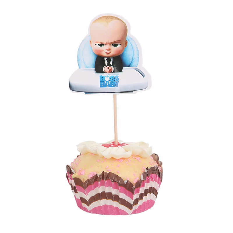 24 шт. Boss Baby Cupcake pick Candy Bar pick с бамбуковыми подарками на день рождения детский душ украшения