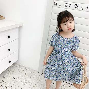 

Girls Dress Summer 2020 New Korean Style Children's Floral Backless dress Male Cotton Dress