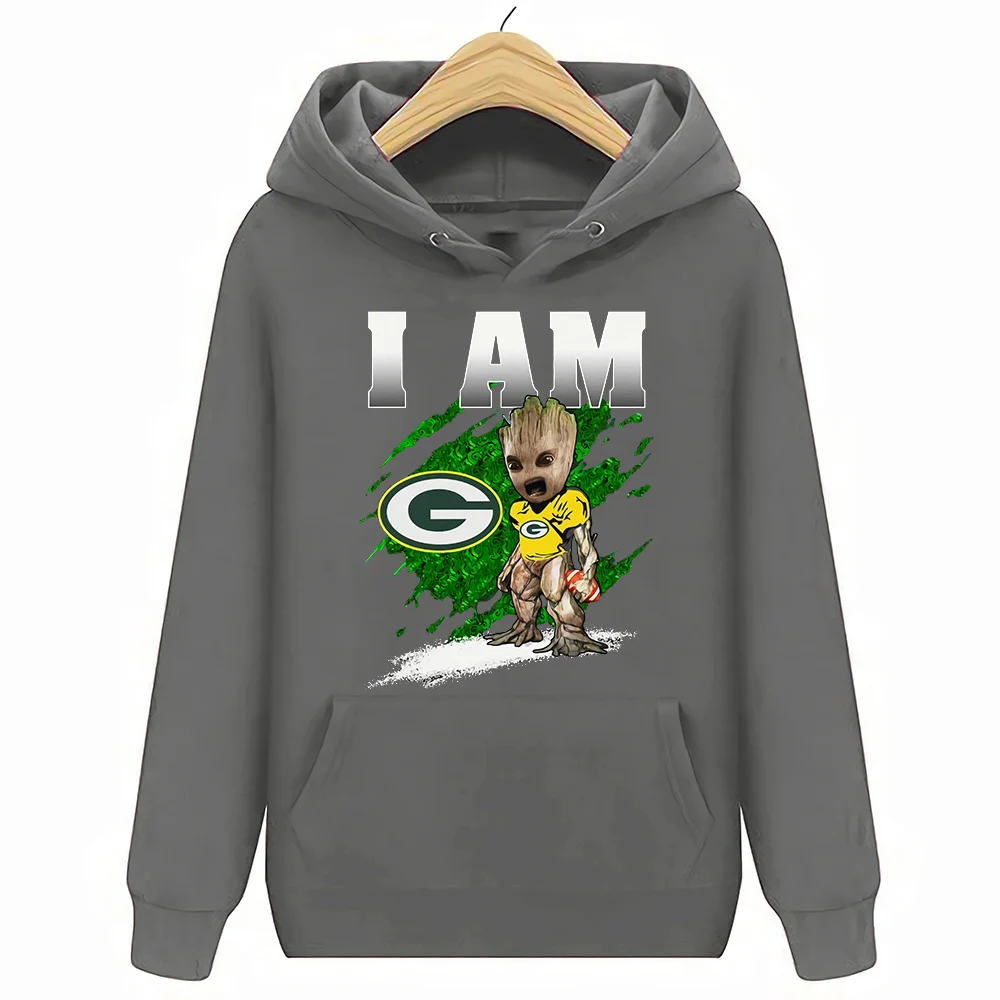 Темно-серый Толстовки с капюшоном I Am Green Bay Packer Groot-Новинка и официальный вариант - Цвет: Темно-серый