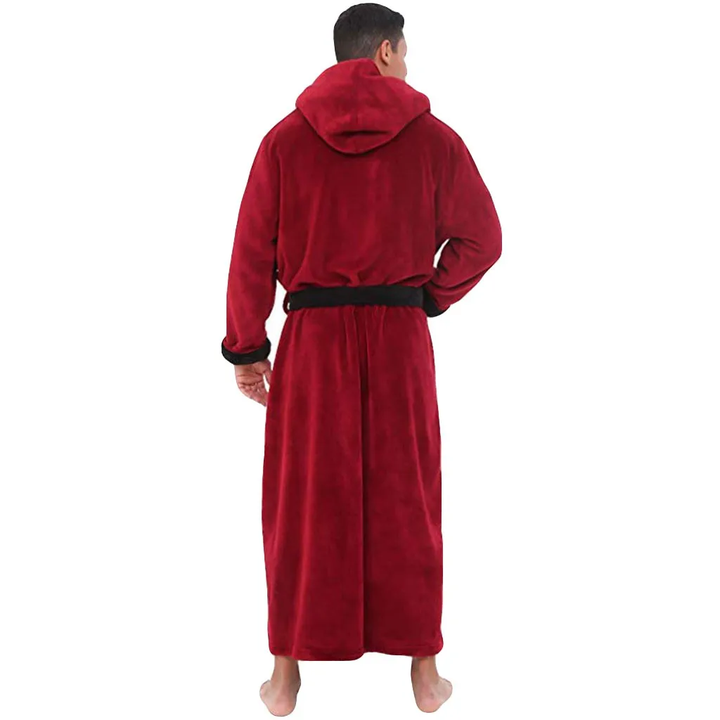 Мужская зимняя плюшевая удлиненная шаль, халат, домашняя одежда, длинный рукав, халат, пальто, мужской халат, Albornoz Hombre, пеньюар мужской