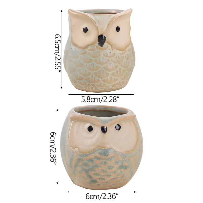 Nordic Owl Ceramics Flower Pot Art Vase Succulent Planter Flowerpot Fairy Garden 