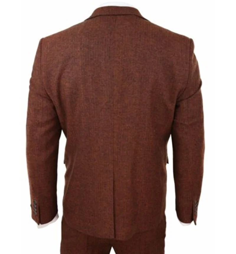 Newset Camel мужские костюмы из смешанной шерсти 3 предмета с зубчатым отворотом Terno Masculino мужской костюм в елочку с двумя пуговицами Slim Fit