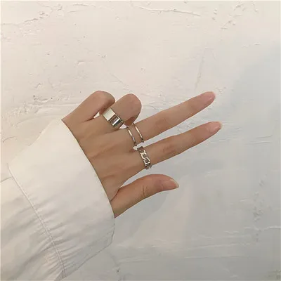 2Pcs Heart Magnet Couple Rings Punk Cuban Chain Charm Paired Rings For Lp Lovers Friend Adjustable Jewelry Party Gift Trend New Style 13 3PCS