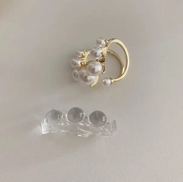 Adjustable Geometric Pearl Paved Rings For Women