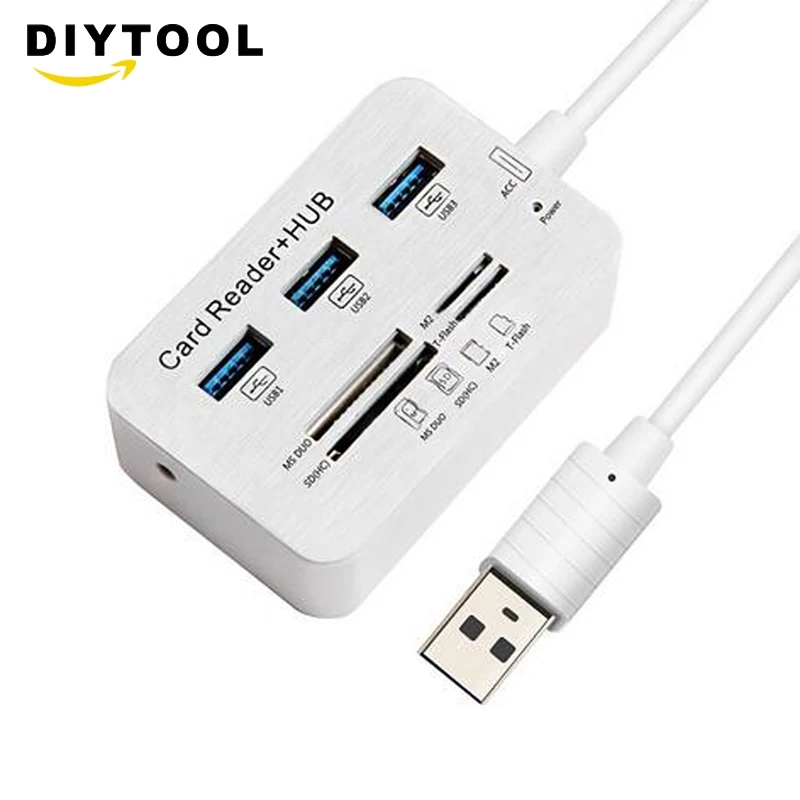 

Multi 7-in-1 USB 3.0 HUB Splitter High Speed 7 Ports MS/SD/M2/TF Card For HDD