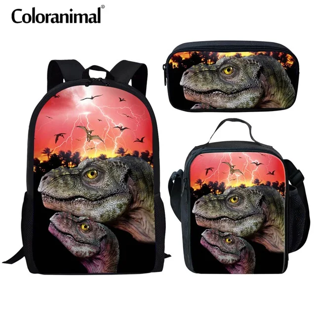 Coloranimal/комплект из 3 предметов, школьная сумка для подростков, для мальчиков, детей, 3D, крутой рюкзак с динозавром, школьный рюкзак, сумка-портфель - Цвет: CC3932CGK