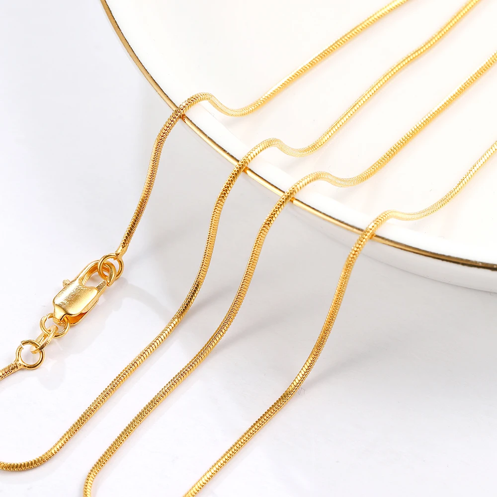 

Fashion 18K gold plating Necklace for Men Women Male Hip Hop Jewelry Multiple sizes Copper Square snake chain Necklace