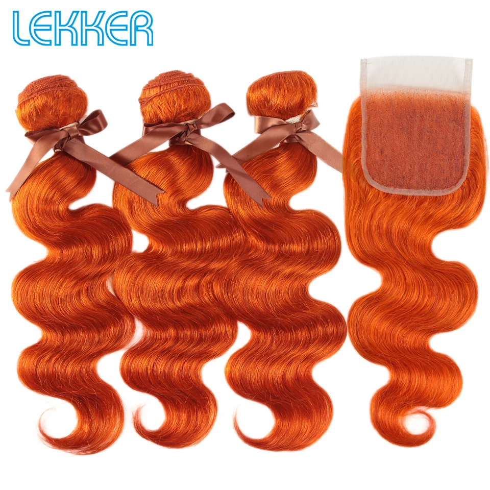 Lekker Orange Bundles With Closure Brazilian Hair Body Wave Bundles