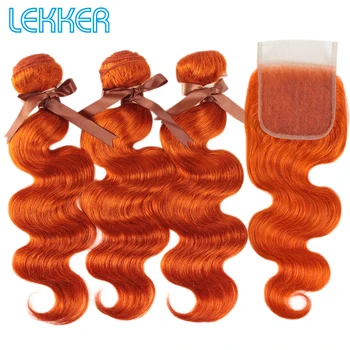 

Lekker Orange Bundles With Closure Brazilian Hair Body Wave Bundles with Frontal Remy Human Hair