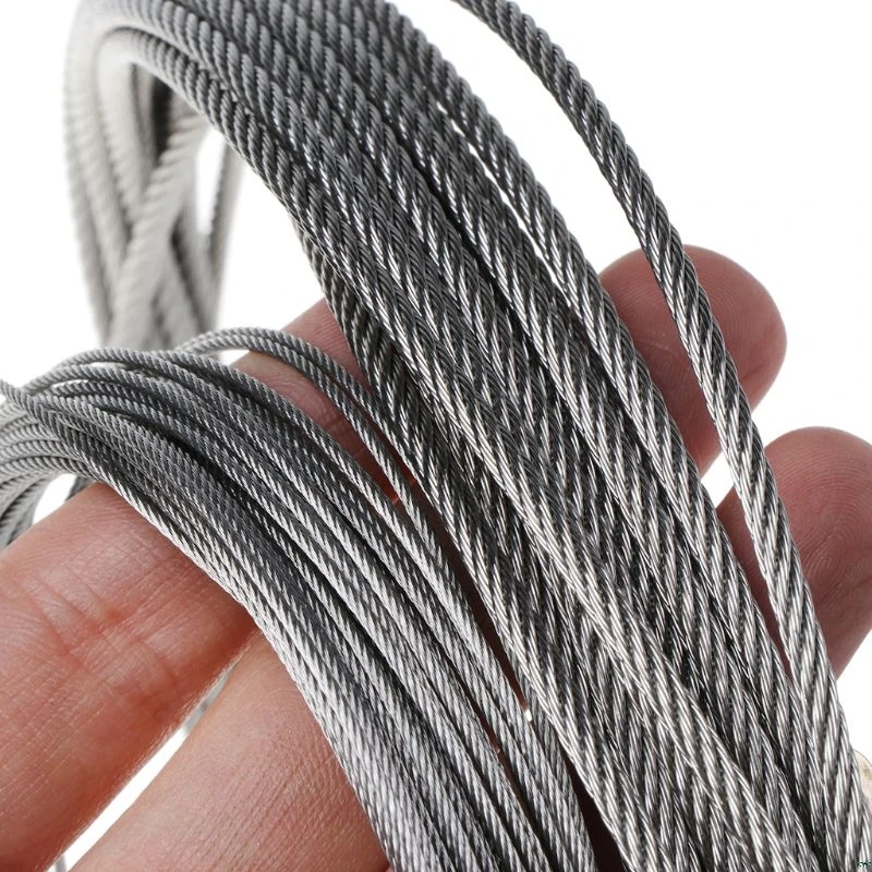 10m 304 Stainless Steel Wire Rope Soft Fishing Lifting Cable 7*7 Clothesline 0.5mm/ 0.8mm/1mm/1.2mm/1.5mm/2mm/2.5mm/3mm