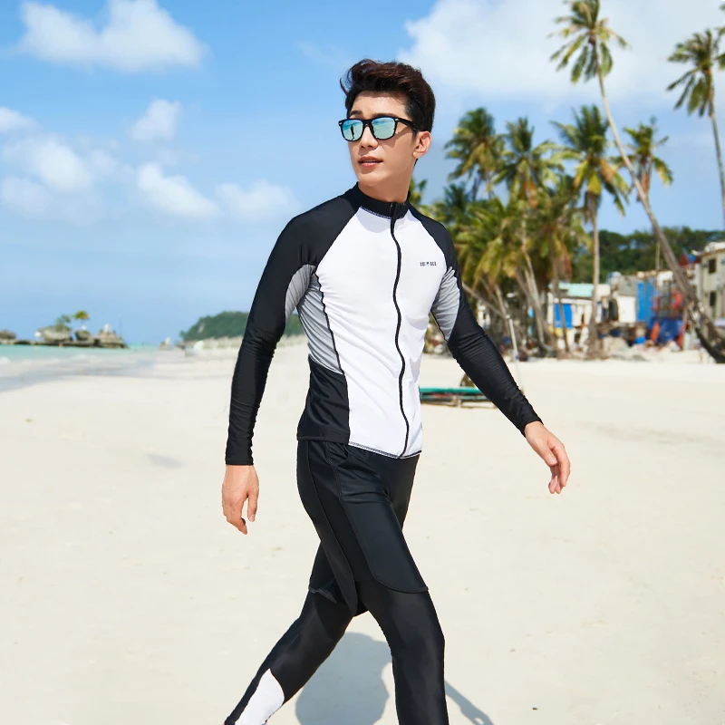 Mens Beach Water Sports Rash Wetsuits Guard Long Sleeve Summer Swimwear Top W601 