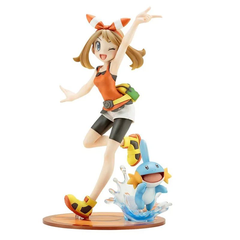 

19cm Japan Anime May with Mudkip pkm Action Figure Model Toys Room Decoration Figure Toys Girl Figure Kids Gifts