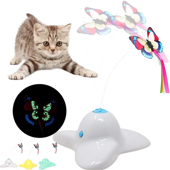 

Electric Rotating Blinking Butterfly Cat Toys Pet Seat Scratch Toy For Dog Cat Intelligence Training Plastic Interactive Toy D25
