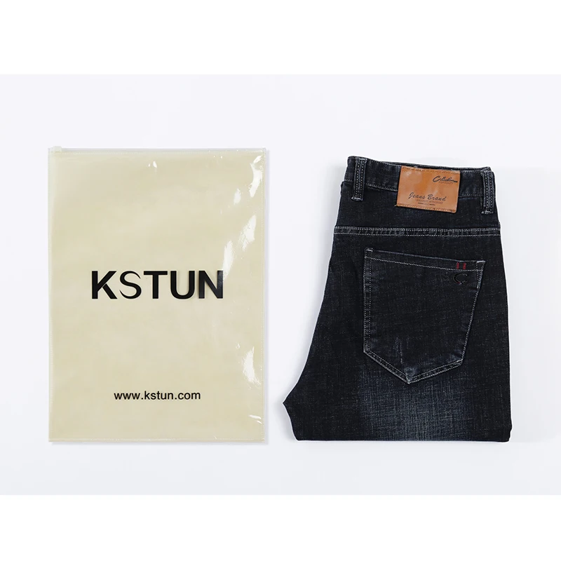 KSTUN, черные джинсы, мужские зимние классические джинсы, мужские прямые деловые повседневные Стрейчевые джинсы, Мужская одежда, длинные брюки