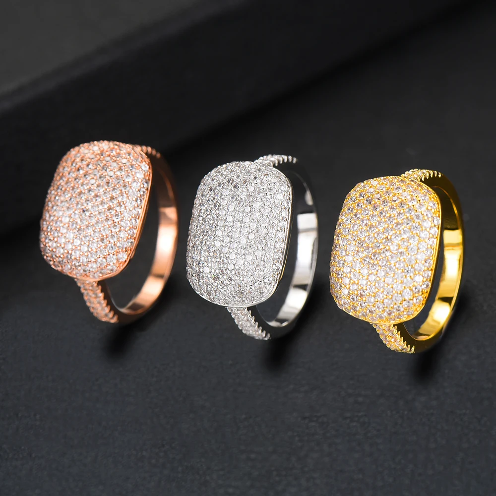 GODKI модные квадратные геометрические кубические циркониевые стопки кольца для женщин кольца для пальцев бусины очаровательное кольцо богемные пляжные украшения