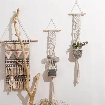 

Plant Hanging Basket Flowerpot Macrame Linen Plant Hangers Indoor Outdoor Planter Garden Cotton Rope Weave Planter Decoration