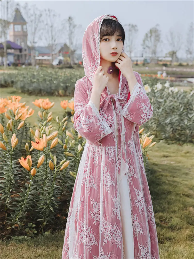 

Yunnan Desert Travel Vacation Photo Clothes Hooded Cloak Coat Retro Celebrity Style Improved Cloak Hanfu Dress Set Outfit K606