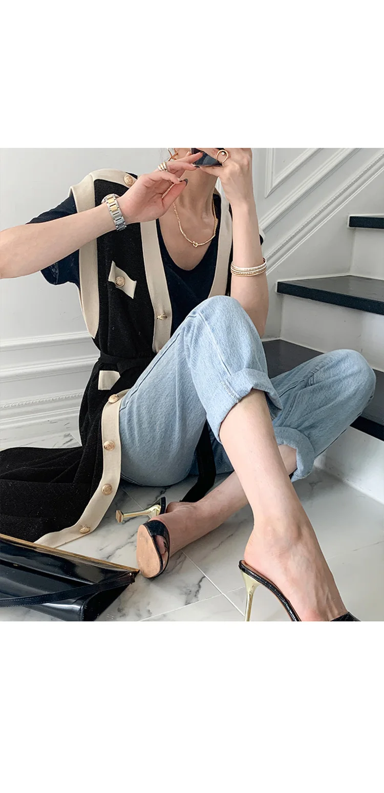 New Summer Sweater Women Dress Sleeveless Sweaters Knitted Dresses Womens Long Loose Maxi Oversize Knitting Robe Vestido