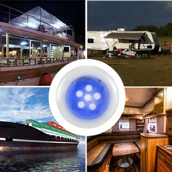

Hot With Screws Bright Ceiling Lamp For Boat Yacht Round Interior Blue Light Stainless Steel Dome DC 12V 6 Led Energy Saving Mar