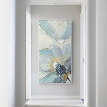 

New chinese style Creative Blue Lotus Canvas Painting poster Print Beautful Art For Living Room Bedroom wall Picture home Decor