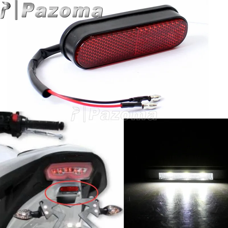 Motorcycle Universal LED Rear Tail Red Reflector License Plate Light ...