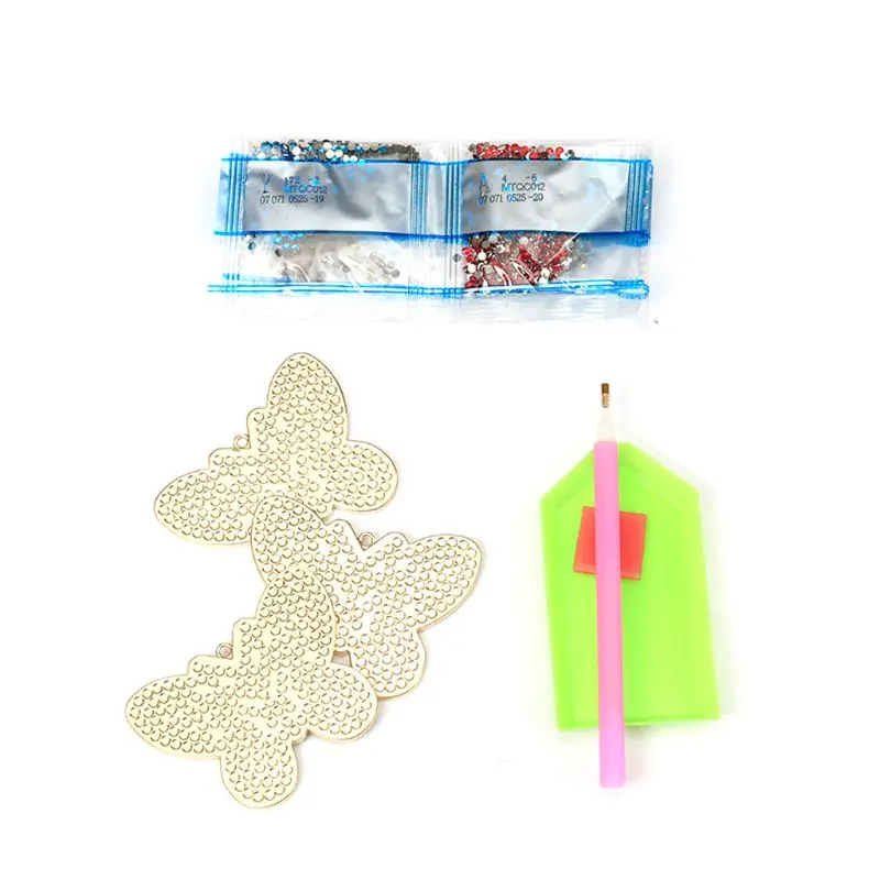 3pcs/Set Full Drill Diamond Painting Key Chain Bag Pendant for Art Craft Key Ring Phone Charm Bag Decor?Beautiful butterfly