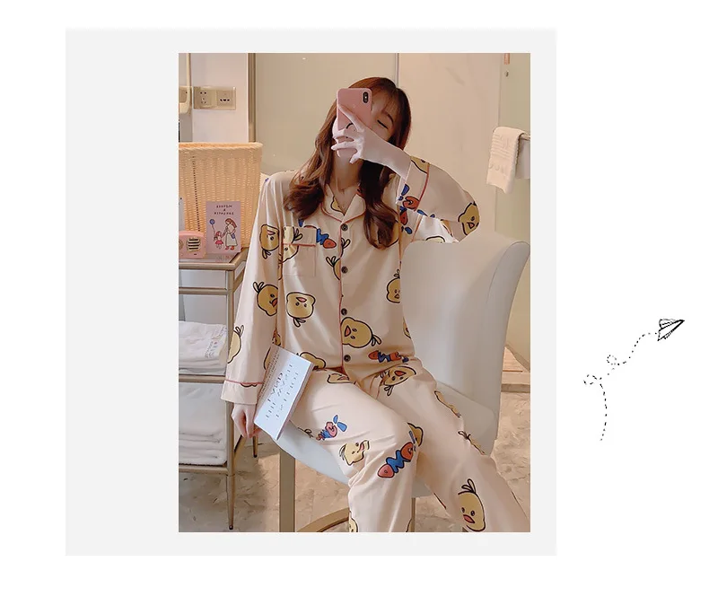 Wontive Home Pajamas Set Long Sleeve Sleepwear Womens Button Down Nightwear Soft Lounge Sets Plus Size winter pajama M-XXL