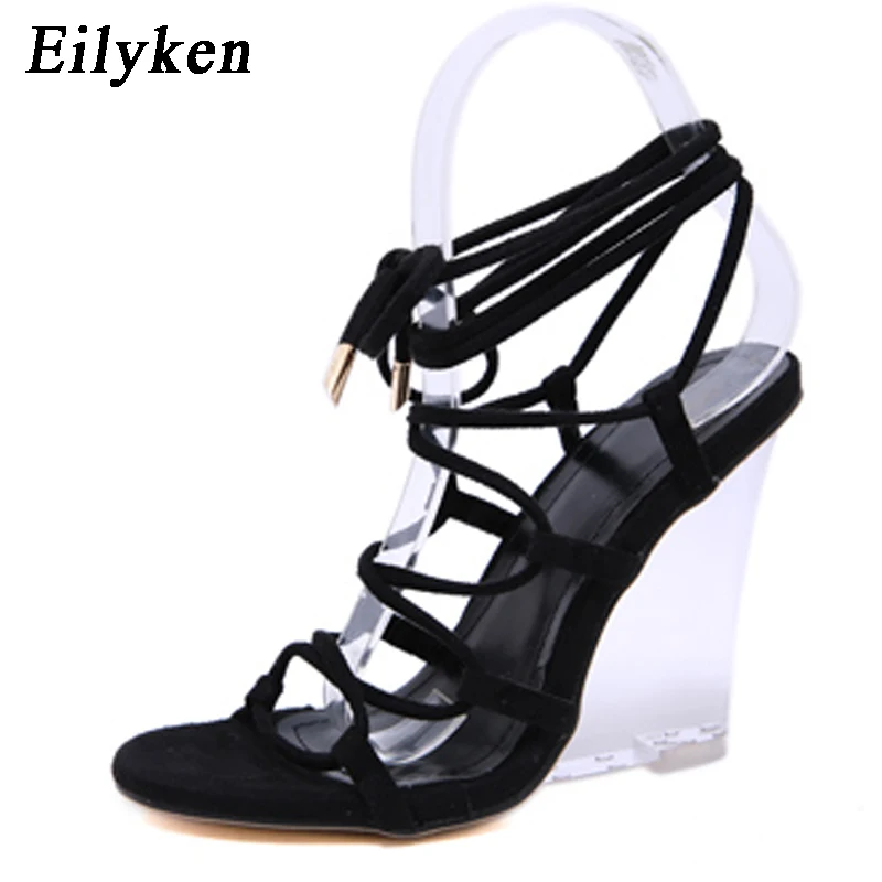 Eilyken/модные летние открытые босоножки на платформе обувь с ремешком на щиколотке на высоком каблуке с кристаллами; женские босоножки с перекрестными ремешками; туфли-лодочки