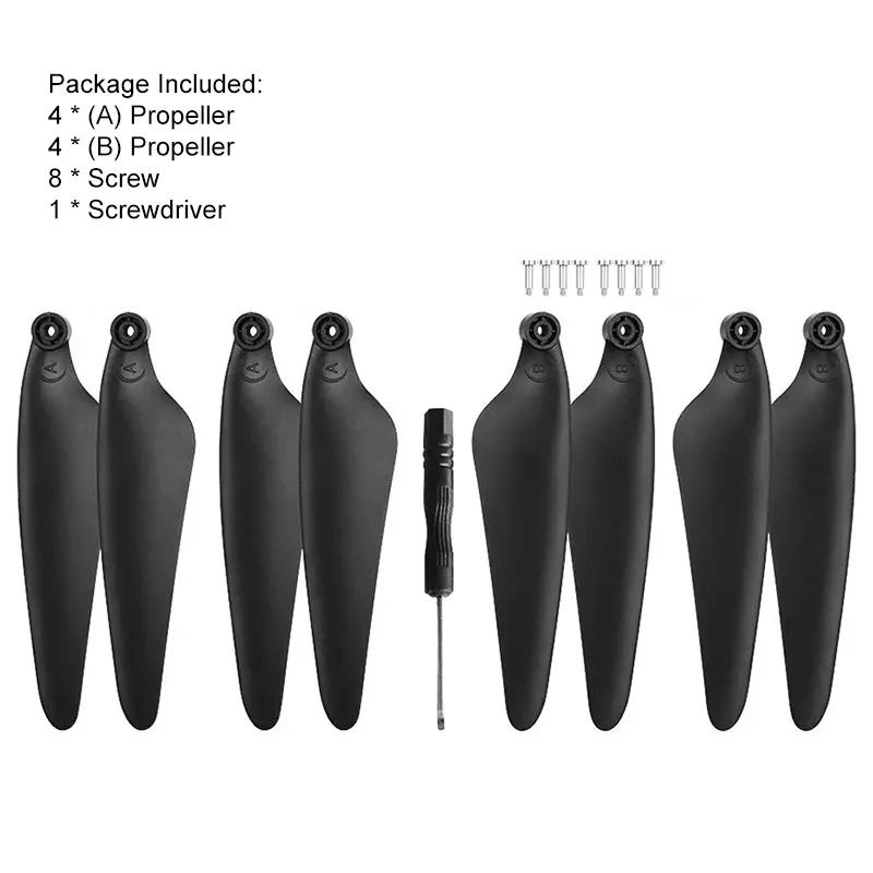 4 Pair Foldable Propeller Props Blade CW/CCW with Screwdriver for Hubsan ZINO Pro + Zino 2 +RC Drone Quadcopter Accessories