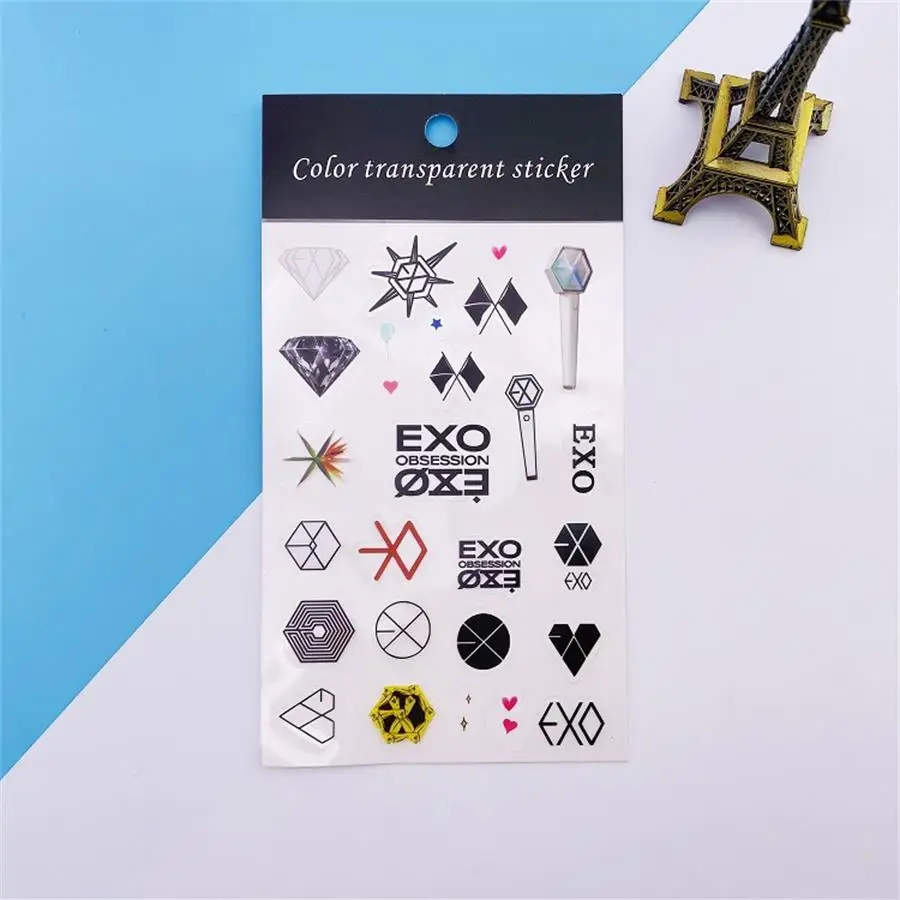 EXO GOT7 блокнот для скрапбукинга Декоративные DIY наклейки Seventeen ПВХ прозрачные фото наклейки X1 ноутбук телефон клейкие наклейки