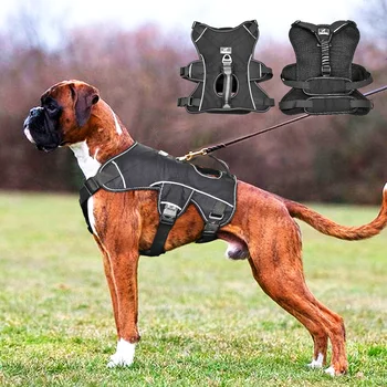 

Nylon Dog Harness Reflective Large Dogs Halter Harness Quick Control No Pull Pet Vest With Lift Handle For K9 German Shepard