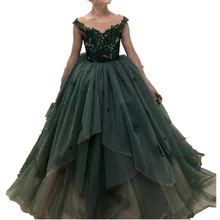 Luxury Green Flower Girls Dresses For Weddings New Girl Princess Pageant Ball Gowns Modis Kids Clothes Dress Vestidos Y1997