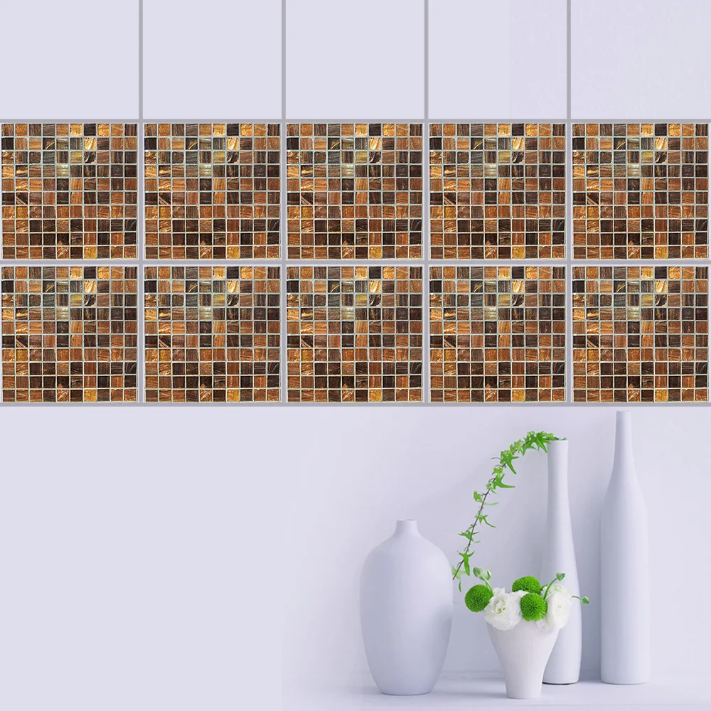 

10pcs/lot Mosaic Tile Stickers Waterproof Backsplash Wallpaper For Kitchen Batheroom Self Adhesive DIY Renovation Decor Decals
