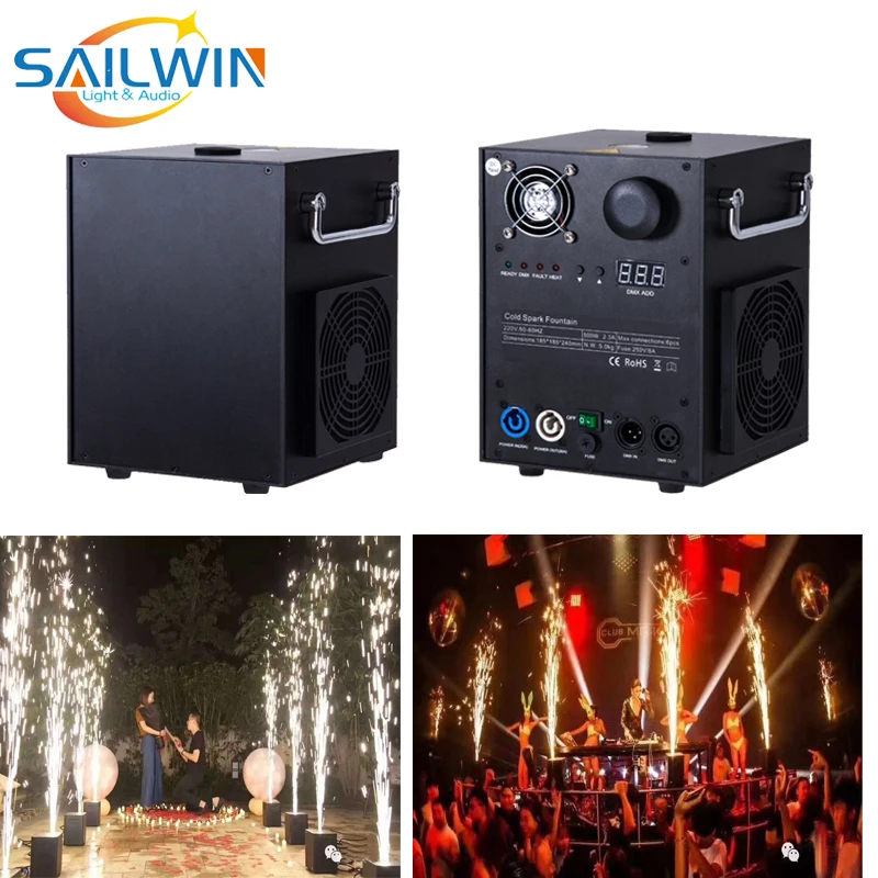 

650 Вт мини DMX512 сценическая машина с холодным искром фонтанный фейерверк для свадебной вечеринки, вечеринки, с полетом/дорожным чехлом, порошок