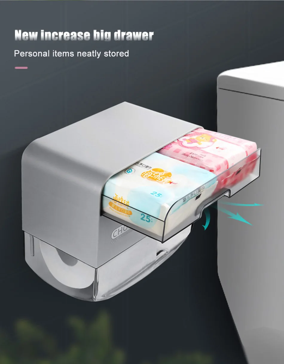 BAISPO портативный держатель туалетной бумаги водонепроницаемый ящик для салфеток с ящиком пластиковый двухъярусная подставка стойка домашний туалет держатель рулона