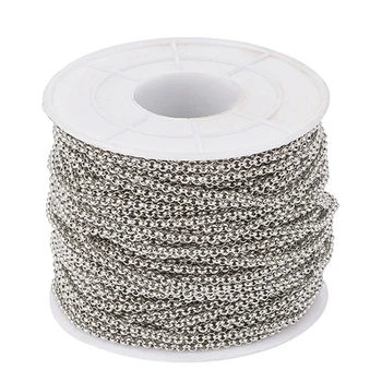 

25m/roll 2/2.5/3mm Unwelded 304 Stainless Steel Cross Rolo Cable Chains with Spool for Jewelry Making DIY Bracelet Necklace