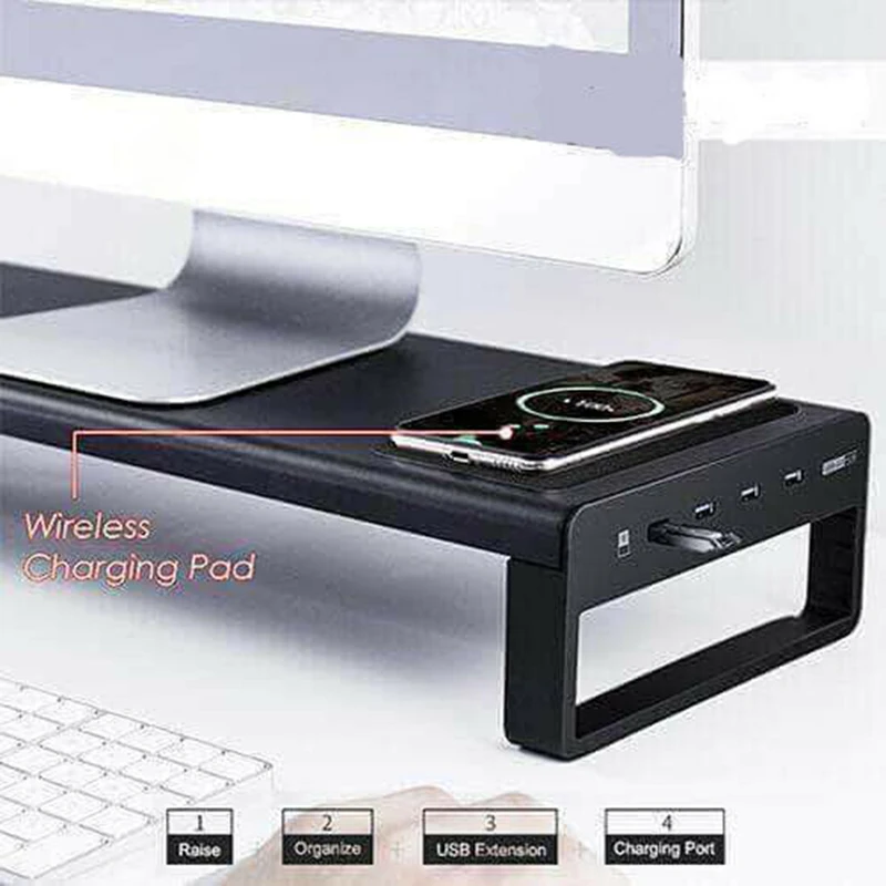  Wireless Charger Base Aluminum Smart Base Alloy Computer Laptop Base Stand USB 3.0 Port Charger Sta