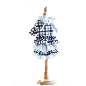 

Plaid Design Dresses for Dogs 2019 Autumn and Winter Newest Fashion Pet Skirts Blue Color Accessories for Dogs Costumes for Dogs