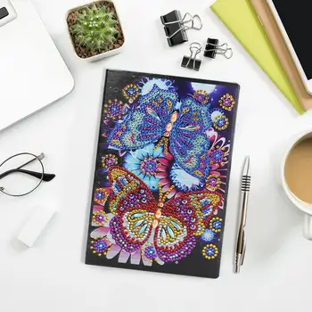 

Special Shaped Diamond Painting Notebook Butterfly Flower Vintage 50 Pages A5 Office School Gifts DIY Writing Crafts
