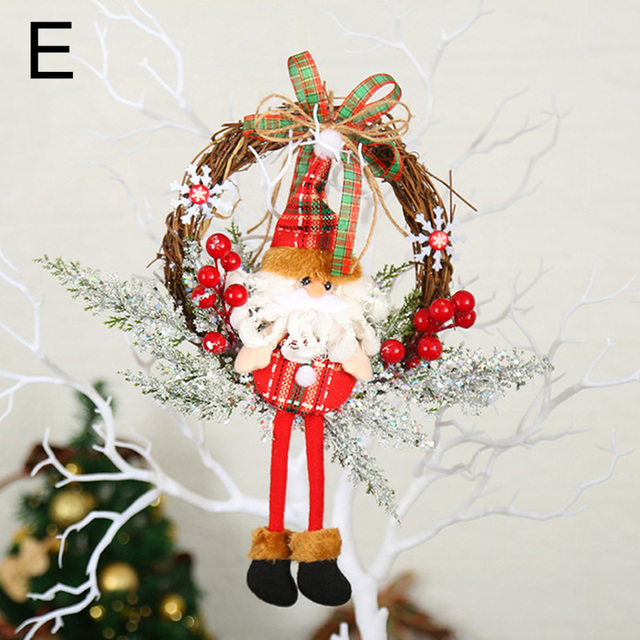 Wreath With Bow Door Hanging Rattan Ornament Garland Xmas Wall Window Wedding Decorations Home Decor Leaves