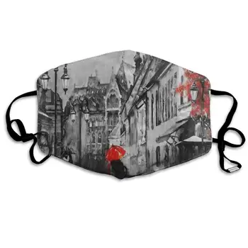 

ZHOUSUN Dustproof Oil Painting City Red Tree Mouth Cover Mask Protective Warm Windproof Mask