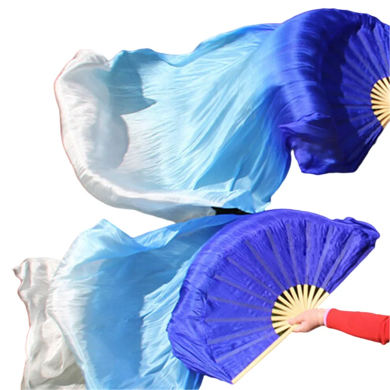 QAOlDH 2pcs 1.5M Silk Belly Dance Fan National Dance Dancing Long
