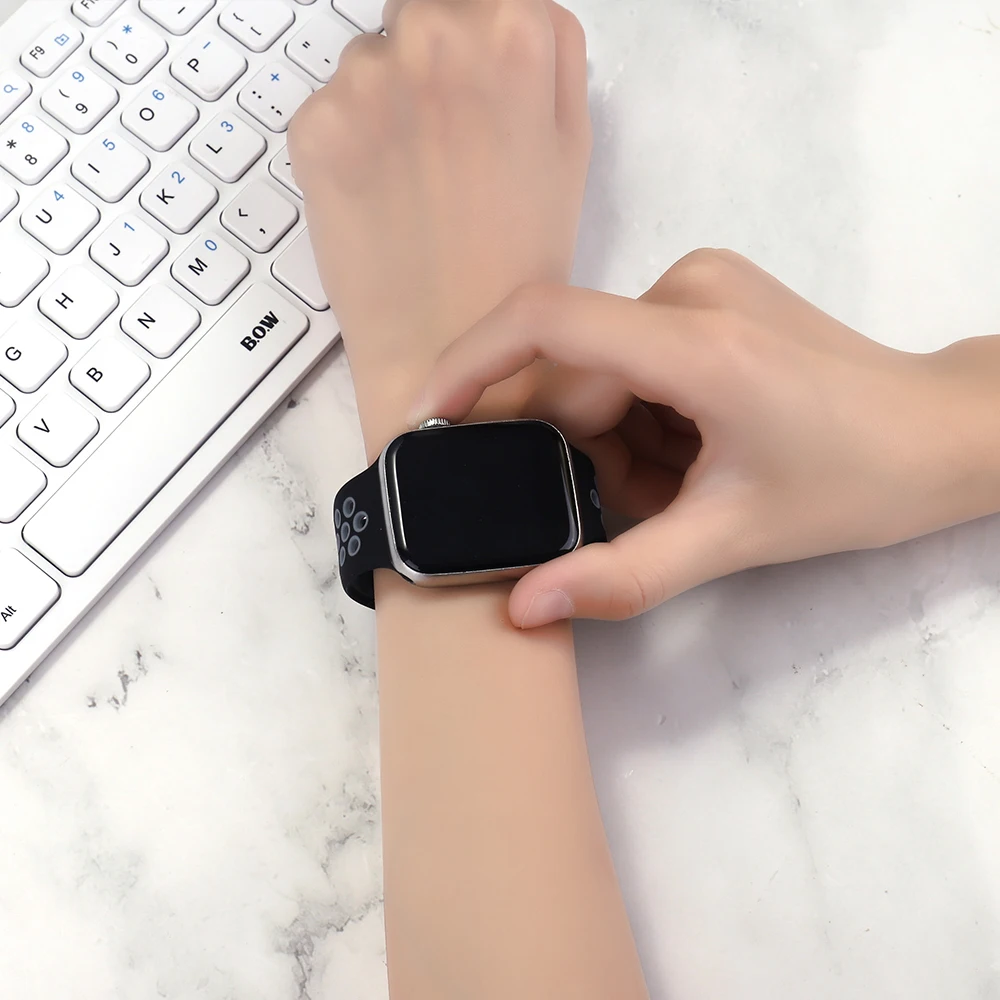 Silicone Strap For apple Watch band 44mm 42mm 40mm 38mm Breathable Accessories Sport watchband bracelet iWatch se 76543 45mm41mm